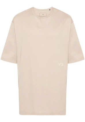 Y-3 logo-appliqué cotton T-shirt - Brown