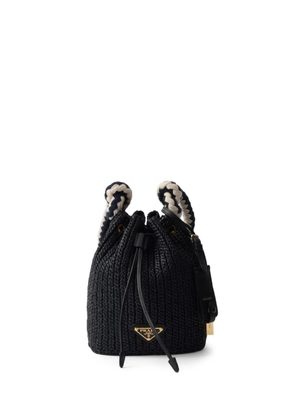 Prada woven drawstring bucket bag - Black