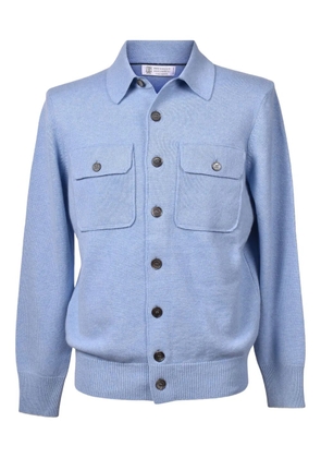 Brunello Cucinelli buttoned patch-pocket wool cardigan - Blue