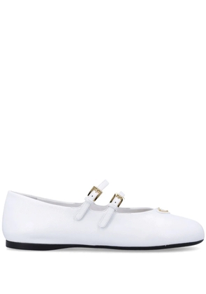 Prada triangle-logo ballet shoes - White