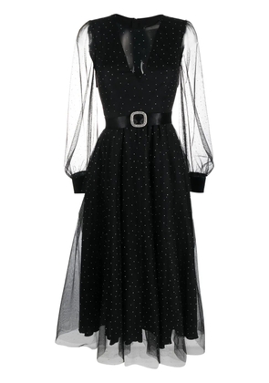 NISSA crystal-embellished belted-waist dress - Black