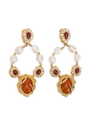 Roberto Cavalli pearl embellished chandelier earrings - Gold