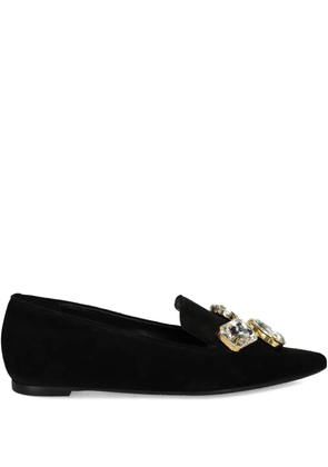 Ras pointed-toe crystal-embellished loafers - Black