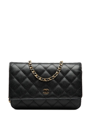 CHANEL Pre-Owned 2018-2019 CC Quilted Caviar Wallet on Chain crossbody bag - Black