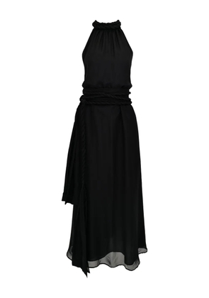 AZEEZA Dany high-neck braided-waist midi dress - Black