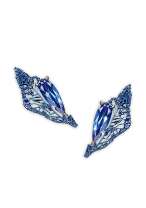 Anabela Chan 14K white gold and rhodium vermeil Midnight Halia sapphire earrings - Silver