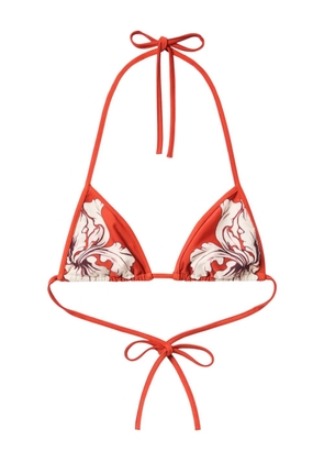 La DoubleJ floral-print bikini top - Orange