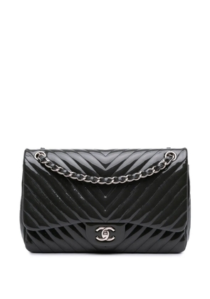 CHANEL Pre-Owned 2015-2016 Jumbo Classic Chevron Patent Double Flap shoulder bag - Blue