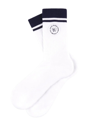 Sporty & Rich logo-embroidered striped socks - White