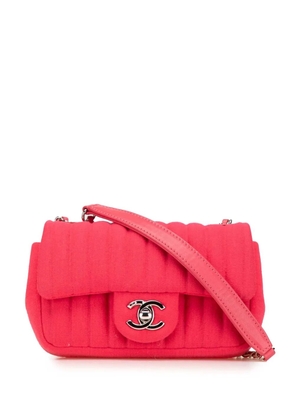 CHANEL Pre-Owned 2016-2017 Mini Vertical Quilted Jersey Single Flap shoulder bag - Pink