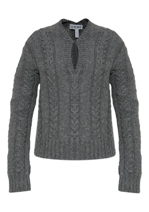 LOEWE cable-knit keyhole knitwear - Grey