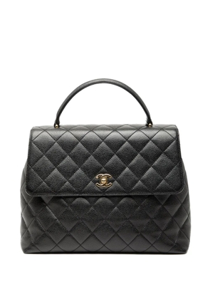 CHANEL Pre-Owned 2002-2003 CC Quilted Caviar Kelly Top Handle Bag handbag - Black