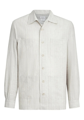 Brunello Cucinelli jacquard chest-pocket shirt - Neutrals