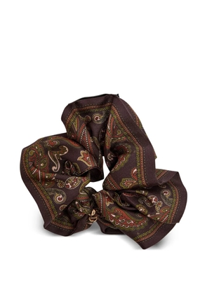 Saint Laurent paisley silk scrunchie - Brown