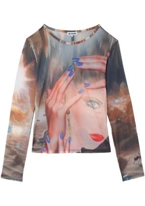 Sunnei Pascale-print top - Neutrals