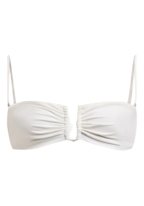 12 STOREEZ gathered V-neck bikini top - White