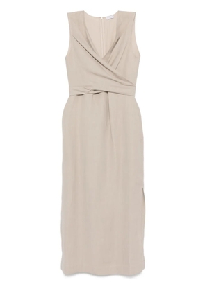 Brunello Cucinelli wrap-effect midi dress - Neutrals