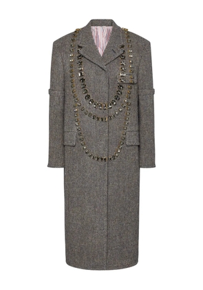 Thom Browne Trompe l'Oeil crystal-embellished checked coat - Grey