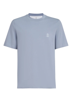 Brunello Cucinelli crew-neck logo-detail T-shirt - Blue