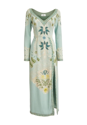 ETRO jacquard side-split dress - Green
