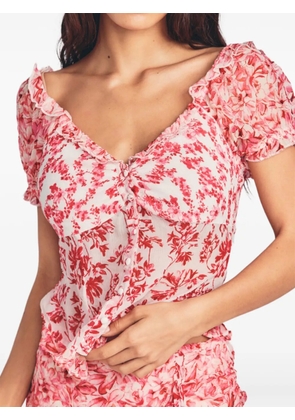 LoveShackFancy Bryant floral ruffled shirt - White