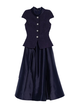 Self-Portrait bouclé-effect tailored midi dress - Blue