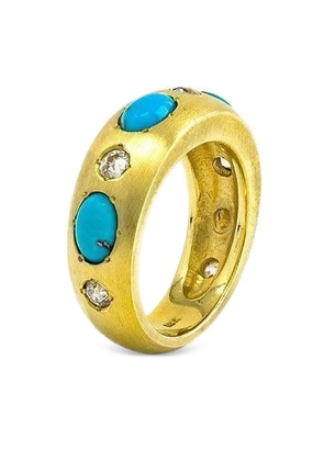 Jenna Blake 18K yellow gold turquoise and diamond ring