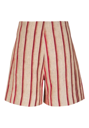 Odeeh striped high-waisted shorts - Neutrals