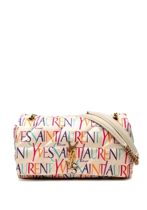 Saint Laurent Pre-Owned 2022 Medium Silk Carre Rive Gauche Print Patchwork Jamie shoulder bag - White