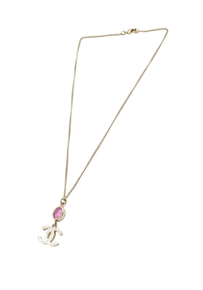 CHANEL Pre-Owned 2020 CC Gold Plated Rhinestone Pendant Necklace costume necklace