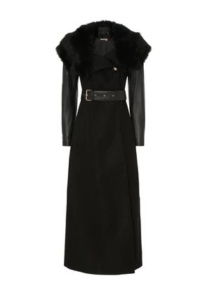 Temperley London shearling-trim belted sovereign coat - Black