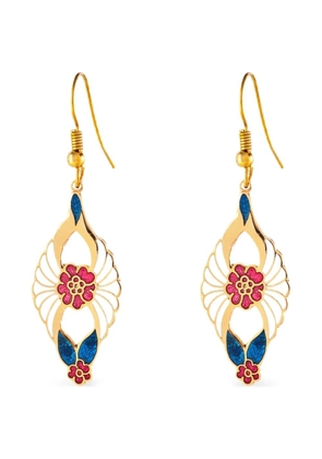 Susan Caplan Vintage 1980s Cloisonné flower earrings - White