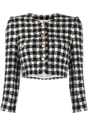 Alessandra Rich Vichy cropped tweed jacket - Black