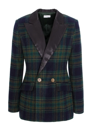 CuAnna MIDI double-breasted plaid-pattern blazer - Green