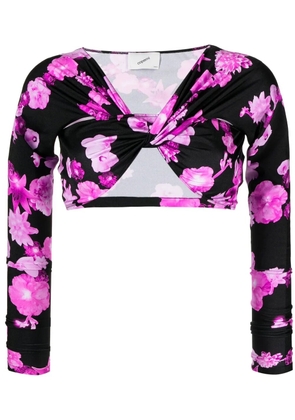 Coperni floral-print cropped top - Black