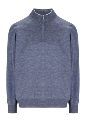 Brunello Cucinelli zip-up high-neck sweater - Blue