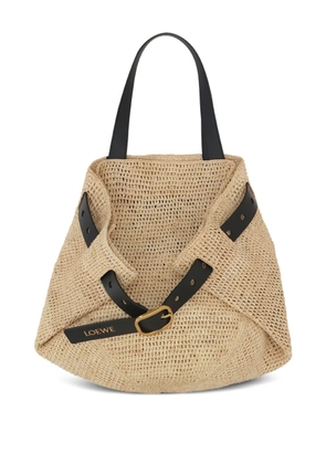 LOEWE medium Punch Hole raffia shoulder bag - Neutrals