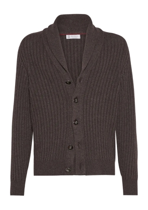 Brunello Cucinelli ribbed button-up cardigan - Brown