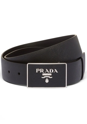 Prada logo-plaque leather belt - Black