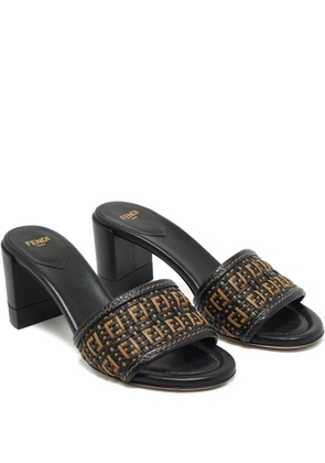 Fendi Pre-Owned Interlaced leather heeled sandals - Black