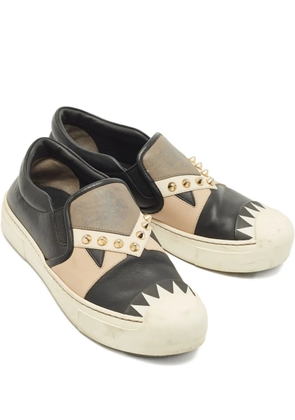 Fendi Pre-Owned Karlito stud-embellished leather slip-on sneakers - Black