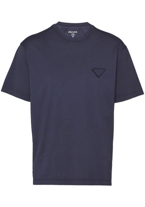 Prada logo-patch cotton T-shirt - Blue