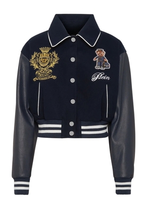 Philipp Plein logo-patch bomber jacket - Blue