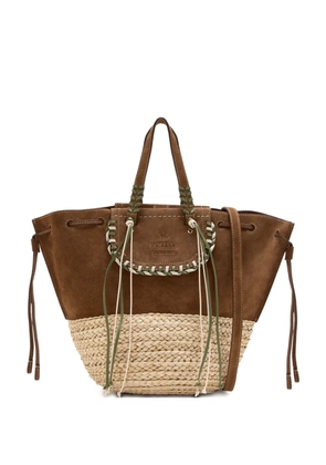 CUBA LAB braided-trim suede tote bag - Brown