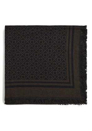 Ferragamo fringed monogram scarf - Blue