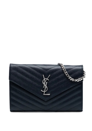 Saint Laurent Pre-Owned 2018 Grain De Poudre Matelasse Chevron Monogram Chain Wallet crossbody bag - Blue