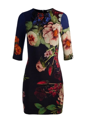 alice + olivia Delora floral-print crew-neck mini dress - Black
