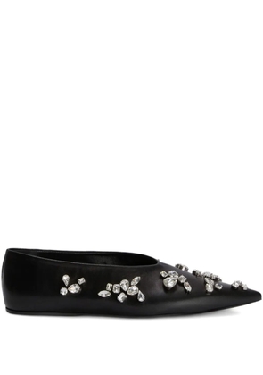 Jil Sander crystal-embellished pointed-toe ballet flats - Black