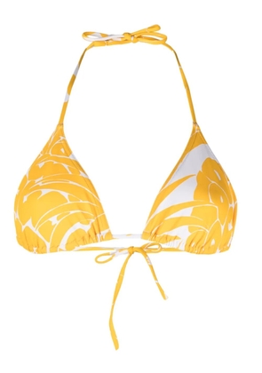 ERES Epice leaf-print triangle bikini top - Yellow