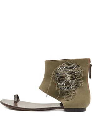 Giuseppe Zanotti Vintage skull crystal canvas sandals - Green